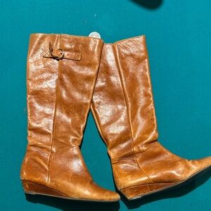 Steve Madden Intyce - Classic Tall Leather Riding Boots - Cognac Brown